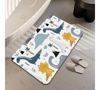 LUOENY Dinosaur Bath Mat, Non-Slip Quick Dry Absorbent Thin Bathroom Rug Fit Under Door Bathroom Mat Shower Rug for in Front of Bathtub, Sink, Shower Room (75x43 cm)
