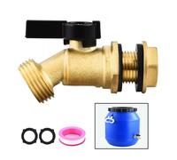 LUOFANT Brass Water Container/Rain Barrel Spigot, 3/4" GHT Male Threaded Quarter Turn Ball Valve with Bulkhead Fitting, Lead-Free,Rain Barrel Kit for Garden Hose Thread Connection