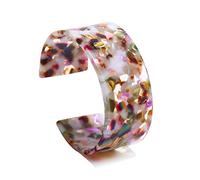 LUOFENG Fashion Bracelet,Fashion Tortoise for Shell Wide Brown Cuff Bracelet Acrylic Leopard Print Bracelets Open Cuff Bangle Bracelet Gift for W, 4 white mix