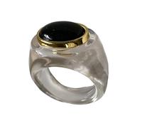 LUOFENG Geometric Resin Ring Transparent/Amber Tone Finger Ring Minimalist Texture Waterproof Jewelry for Women and Girls