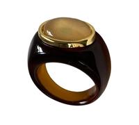 LUOFENG Geometric Resin Ring Transparent/Amber Tone Finger Ring Minimalist Texture Waterproof Jewelry for Women and Girls