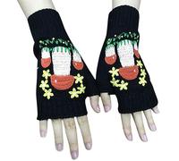 LUOFENG Knitted Mittens,Crochet Mushroom Pattern Knit Gloves Winter Half Finger Thick Warm Gloves for Kid Girlfriend