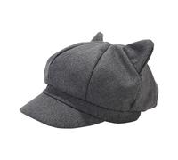 LUOFENG Party hat,Newsboys Beret Hat for Women Breathable Woolen Cabbie Hat Y2K Cool Girl Cat Ear Octagonal Cap Subculture Headwear Dark Gray
