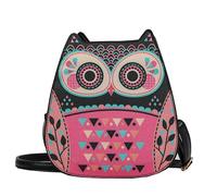 LUOFENG Square Bags,Womens Cartoon Owl Shoulder Bag Girls PU Leather Crossbody Bag Small Square Bag Owl Shape Messenger Bag for Daily