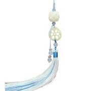 LUOFENG Tassel Pendant,Chinese Hanfu Tassels Pendant Retro Waist Pendants with Imitation Lotuses Jade Jewelry for Parties Clothing Accessories