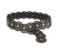 LUOFENG Wide Belt for Women Waist Chain Disc Chain Belly Chain for Dress Western Sizes Carved Belt As Shown 102*6cm, As Shown, 102*6cm