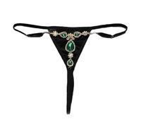 LUOFENG Women Panties,Womens Jewelry Water Drop Diamond Panties Thong Low Waist Sexy Metal Chain G-String Erotic T Back Briefs Party Intimates Gold