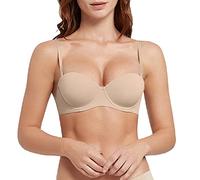 luohaibell Women's Push Up Bra with Padded Underwire Seamless Sexy Comfortable Lingerie In-Visible Headband Classic Bra, beige, 28D
