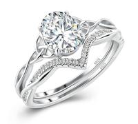 LUOIIES Sterling Silver 1ct D Color VVS1 Round Cut Moissanite Engagement Ring Twisted Vine 3 Stones Celtic Knot Bridal Ring for Women, Sterling Silver, Moissanite