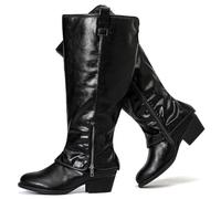 Luoika Women's Extra Wide Calf Cowboy Knee High Boots, Wide Width Cowgirl Slouchy Boots., Black208, 7.5 X-Wide
