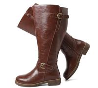 Luoika Women's Extra Wide Calf Cowboy Knee High Boots, Wide Width Cowgirl Slouchy Boots., Brown 706, 8 X-Wide