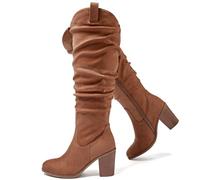 Luoika Women's Extra Wide Calf Knee High Boots, Wide Width Winter Tall Boots., Tan 702, 8.5 X-Wide