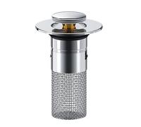 Luojuny 2 in 1 Pop Up Sink Drain Stopper & Sink Drain Strainer, Bathroom Sink Stopper Kitchen Drain with Removable Stainless Steel Filter Basket Hair Catcher, Universal Fit 1.34''-1.57'' Hole Silver