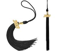 Luojuny 2023 Graduation Tassel with The 2023 Year Gold Charms Decorations, Graduation Hat Tassel, 2023 Doctorial Hat Tassel, Golden Shiny Charms Tassel for Graduation Party Ceremonies Black