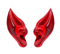 Luojuny 2Pcs Halloween Cosplay Elf Ears Colored Elf Ears for Women, Realistic Pointy Fairy Ears Elf Ears Cosplay Soft Elastic Pointed Eco-friendly Halloween Party Photography Prop Red One Size