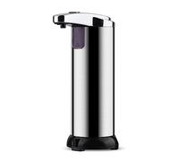 Luojuny Automatic Touchless Soap Dispenser, Silver, Kitchen/Bathroom, Hands-Free, Motion Sensor, Stainless Steel, 7.5cm x 11cm x 19cm
