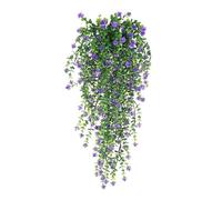 Luojuny Drooping Fake Flower Vine Faux Vines Decor Artificial Eucalyptus Realistic Home Wedding Garden Indoor Outdoor Wall Hanging Colorful Garland Blue Purple