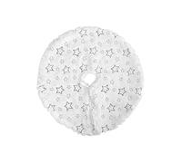 Luojuny Mini Christmas Tree Skirt, 15inch/40CM White Christmas Tree Skirt with Snowflake/Star Pattern Round Washable Mini Tree Skirt, Flannel Xmas Party Home Decoration Silver Pentagram