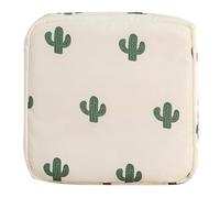 Luojuny Sanitary Napkin Storage Bag Cartoon Print Inner Pocket Zipper Closure Large Capacity with Wrist Strap Cosmetic Earphone Keys Jewelry Storage Pouch Makeup Bag Storage Bag for School Work White