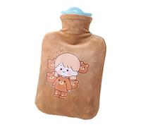Luojuny Warm Water Bag Anti-scalding Water-Filling Soft Cartoon Portable Hand Warmer Bottle for Office Brown 500ML