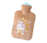 Luojuny Warm Water Bag Anti-scalding Water-Filling Soft Cartoon Portable Hand Warmer Bottle for Office Light Brown 500ML