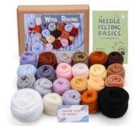 luokefe 23 ColorsWool Roving, 250g Felting Wool Roving Bulk, Felting Supplies Kit with Instructions for Beginners, DIY Handcrafts Decoration