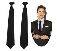 Luokeily 2pcs Black Tie for Men's, Clip-on Ties Solid Uniform Pre-tied Adjustable Neck Strap Tie Black Clip On Tie Clip Tie Solid Color 6cm Slim Ties for Men Wedding Classic Formal Business Necktie