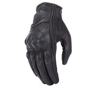 LUOKEKE Motorcycle Gloves Retro Motorcycle Gloves Pursuit Perforated Real Leather Touch Screen Men Women Moto Waterproof Motocross Glove(No-Perforated,XXL)