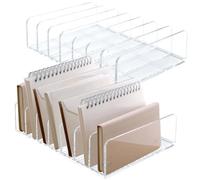 Acrylic Mail Organizer - 2 Pcs Letter Holder With 7 Compartments, 7 x 5 x 1.57" Transparent Countertop Envelope Organizer for Office, Home Desk