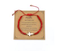 LUOKIFUR Christian Gifts for Women Cross Bracelet Natural Stone Bracelets, Religious Gifts for Daughter Granddaughter Sister Friend Niece (Red)