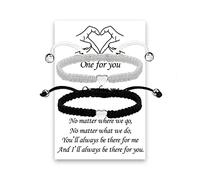 LUOKIFUR Couple Bracelets Hand Woven Love Bracelets Relationship Matching Bracelets Gifts for Best Friend Lovers (Black-White)
