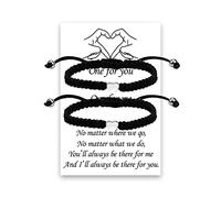 LUOKIFUR Couple Bracelets Hand Woven Love Bracelets Relationship Matching Bracelets Gifts for Best Friend Lovers (Black)