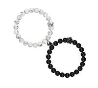 LUOKIFUR Crown Love Heart Magnetic Bead Bracelets Mutual Attraction heart Bell Bracelets Couple Gifts for Boyfriend Girlfriend His Hers Women Men Friendship (Black-White)