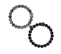 LUOKIFUR Crown Love Heart Magnetic Bead Bracelets Mutual Attraction heart Bell Bracelets Couple Gifts for Boyfriend Girlfriend His Hers Women Men Friendship (Black-Grey)