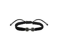 LUOKIFUR Dumbbell Braided Men's Bracelet Inspirational Fitness Charm Bracelet Adjustable Men's and Women's Bracelet Sports Fitness Personal Trainer Gift (Black)