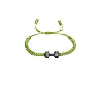 LUOKIFUR Dumbbell Braided Men's Bracelet Inspirational Fitness Charm Bracelet Adjustable Men's and Women's Bracelet Sports Fitness Personal Trainer Gift (green)