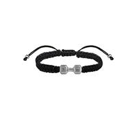 LUOKIFUR Dumbbell Braided Men's Bracelet Inspirational Fitness Charm Bracelet Adjustable Men's and Women's Bracelet Sports Fitness Personal Trainer Gift (silver)