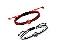 LUOKIFUR Luminous Bead Bracelet, Hand Woven Adjustable Bracelet Friendship Relationship Boyfriend Girlfriend Gift (Black-Red)