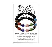 LUOKIFUR Luminous Beads Couple Bracelet, Black Beaded Adjustable Bracelet Friendship Relationship Boyfriend Girlfriend Gift (colorful)