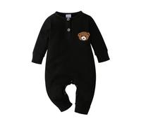 Luolabala Newborn Baby Boy Clothes Bear Print Long Sleeve One Piece Romper Jumpsuit Bodysuit Cute Clothes Black 3-6months