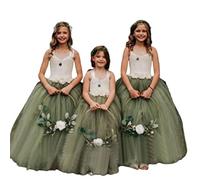 luolandi Straps Sage Green Flower Girl Dresses for Wedding Party, Sage Green, 12