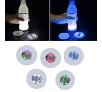 Luolety 20 Pack LED Coaster, Light Up Bar Coasters, Bottle Lighting Flash Cup Mat Sticker Lights, Super Bright LED Bottle Lamp for Glass Beverage Party, Wedding, Bar Decoration