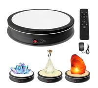 luolety Electric Motorized Rotating Turntable, 360° Display Stand with LED 3 Colors, Remote Control Photography Turntable Adjustable Direction, Speed for Product Display Video, 50KG Load (Black,42CM)