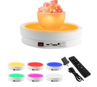 luolety Electric Motorized Rotating Turntable, 360° Display Stand with LED 6 Colors, Remote Control Photography Turntable Adjustable Direction, Speed for Product Display Video, 20KG Load (White,22CM)