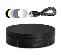 luolety Electric Rotating Turntable for Photography, 360 Degree 10KG Load Motorized Rotating Stand Display for Live Video with 5 Backgrounds for Display Jewelry, Watch (Black)