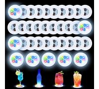Luolety LED Coaster, 35PC Cup LED Stickers Light Up Bar Coasters Tunnel Liquor Bottle Flash Light Cup Mat for Glass Beverage Mat Home Flashing Shots Light for Party, Wedding (Colorful)