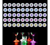 luolety LED Coaster, LED Stickers Light Up Bar Coasters Bottle Lighting Up Flash Cup Mat Sticker Lights, Super Bright LED Bottle Lamp for Glass Beverage Party, Wedding, Bar Decoration (50 Pack)