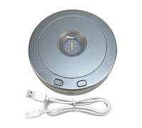 luolety LED Light Base, 7 Led Round Spinning Display Stand with Colored Lights 360 Degree Rotating Display Base Stand for Crystal Ball Jewelry with 4 Revolving, 8 Light Modes (Silver)