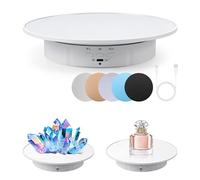 luolety Motorized Rotating Display Stand, 360 Degree Turntable Display Stand with Velvet Surface, 5 Backdrop Board for Photography Live Shows, Jewelry, Craft fairs, 20CM 8KG Load