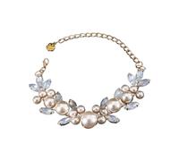 LUOLIE Dog Collar,Dog Tie Out Cable,Cats Necklaces Suit Collar Crystal Princess Collar Wedding Photo Props Holiday Collar Pearls for Princess